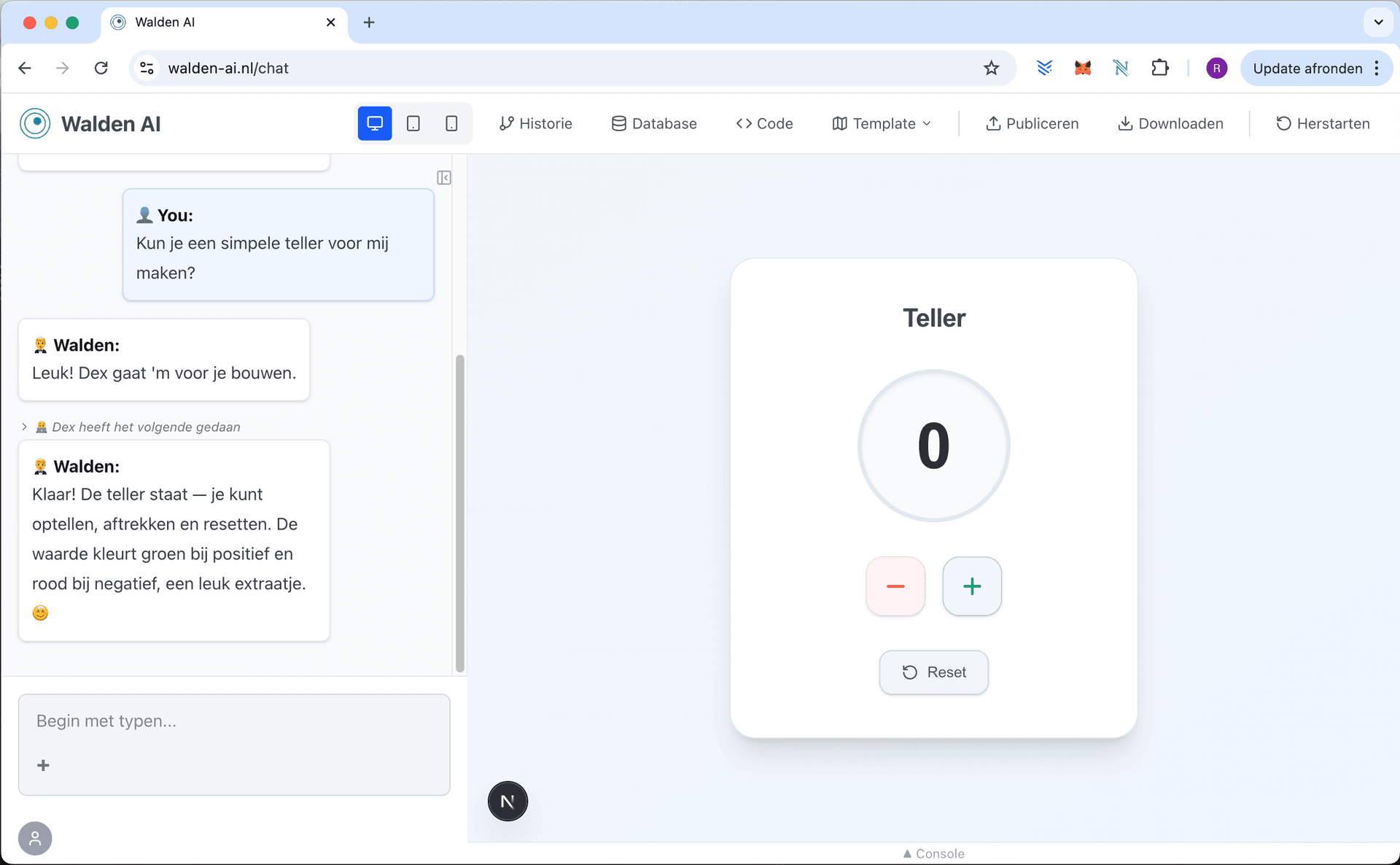 Walden AI chat interface